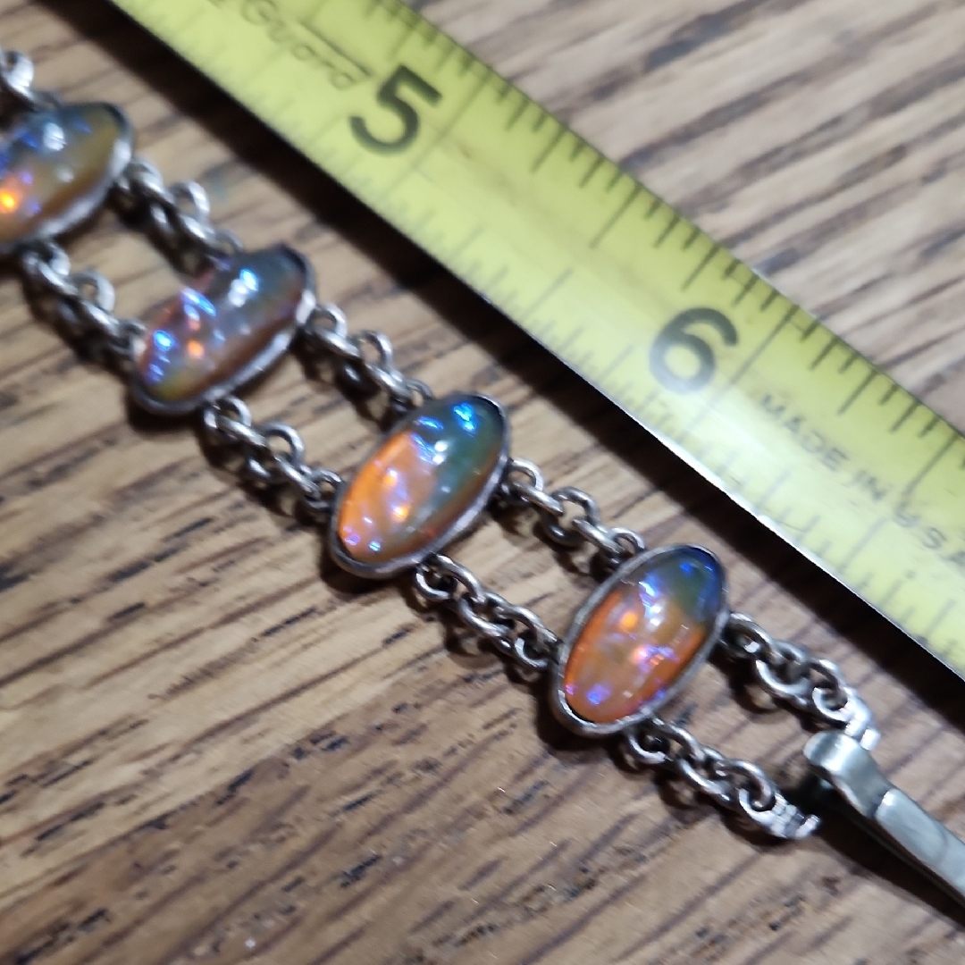 Antique Dragons Breath Silver Oval Stones Beauty